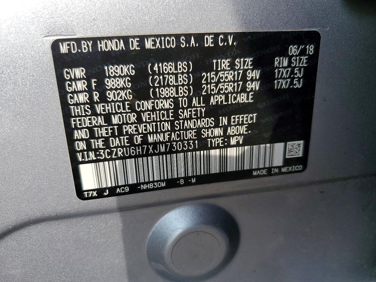 2018 Honda Hr-v exl