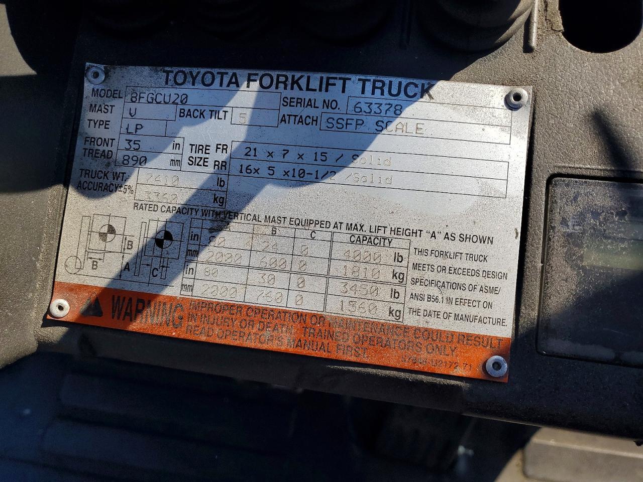 2014 Toyota 2014 Toyota 8FGCU20 Forklift