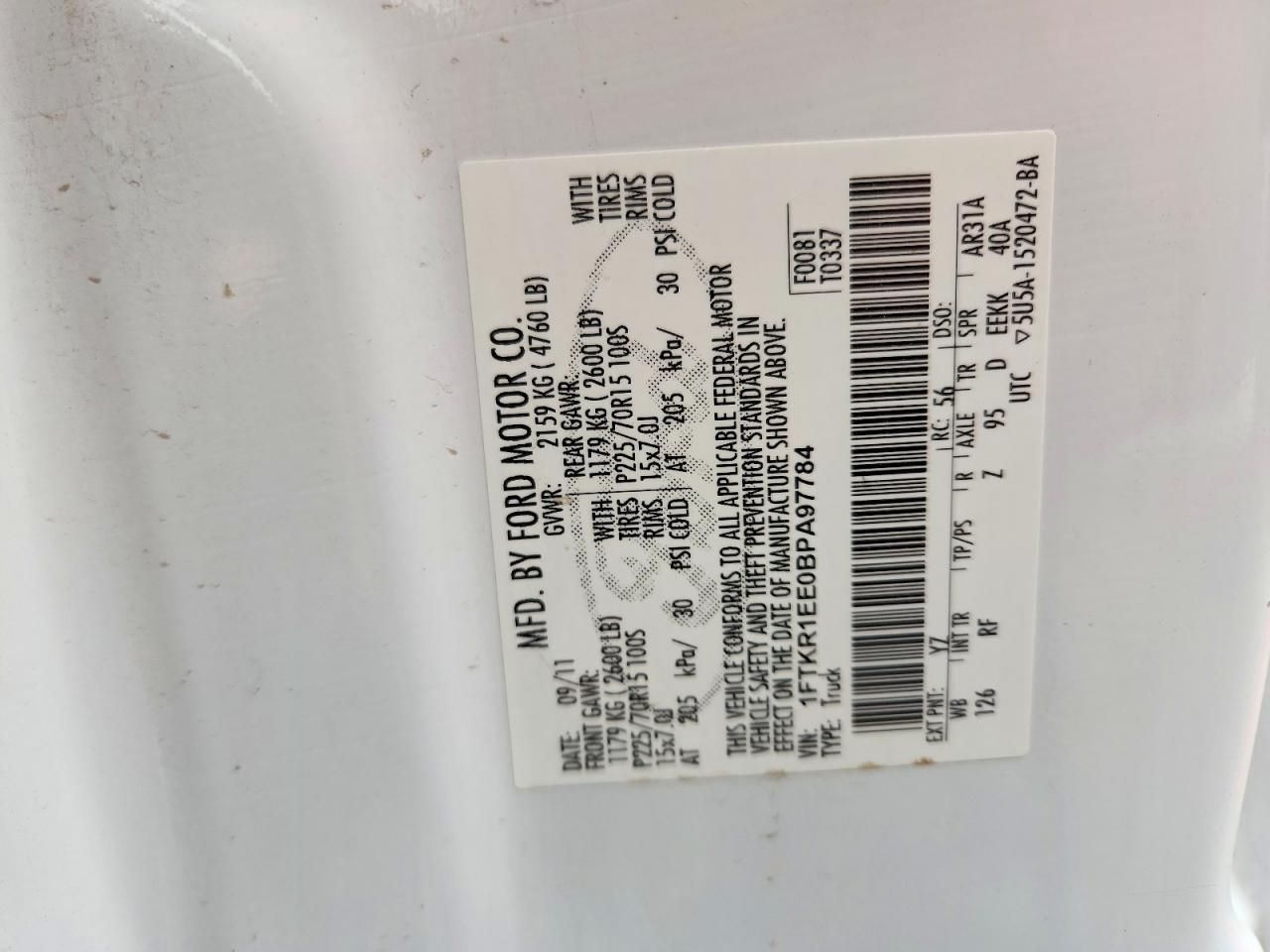 2011 Ford Ranger Super cab