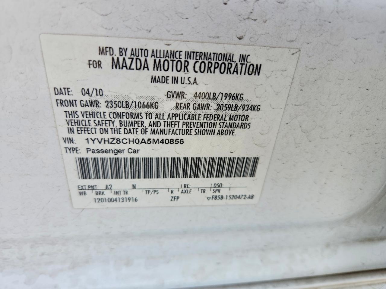 2010 Mazda 6 I