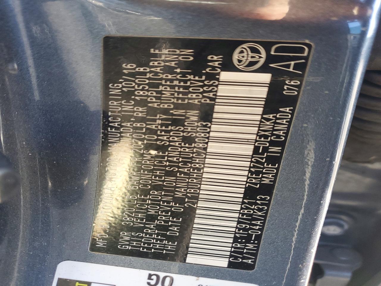2017 Toyota Corolla le