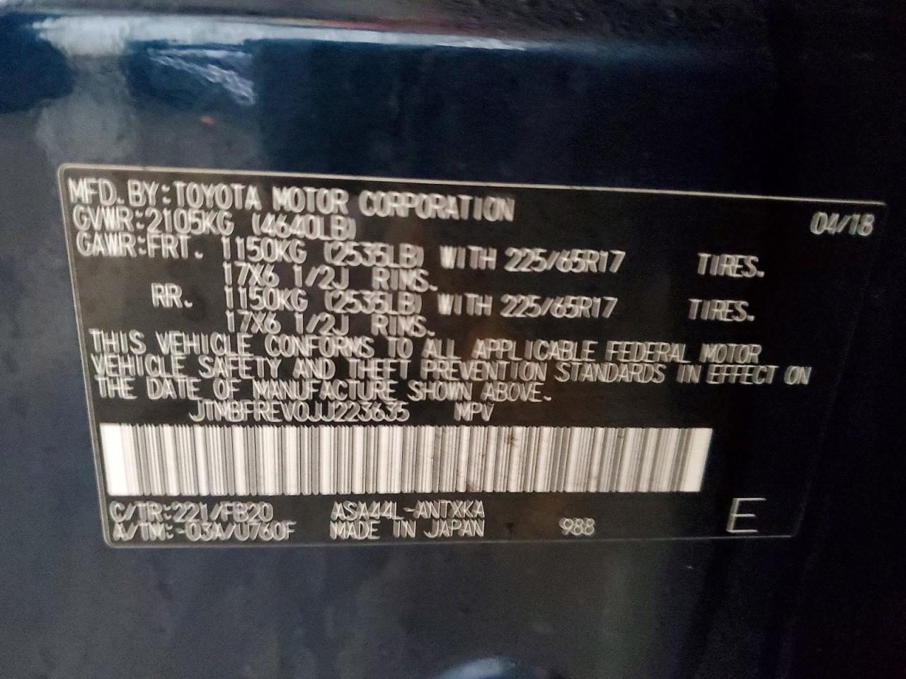 2018 Toyota Rav4 le