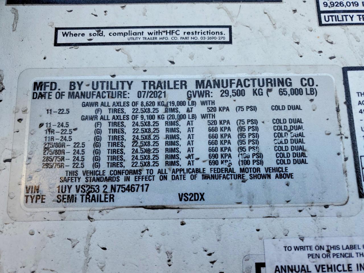 2022 Utility VS2DX DRY Van Trailer