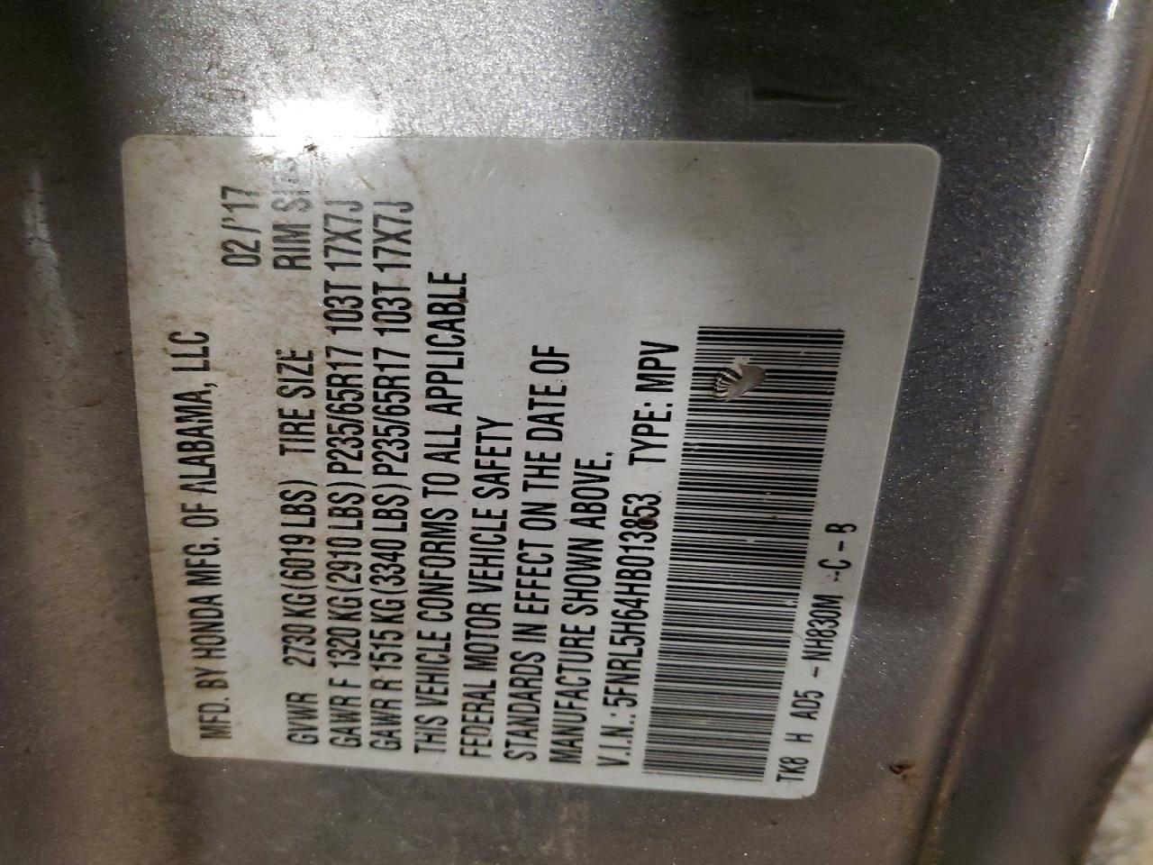 2017 Honda Odyssey exl