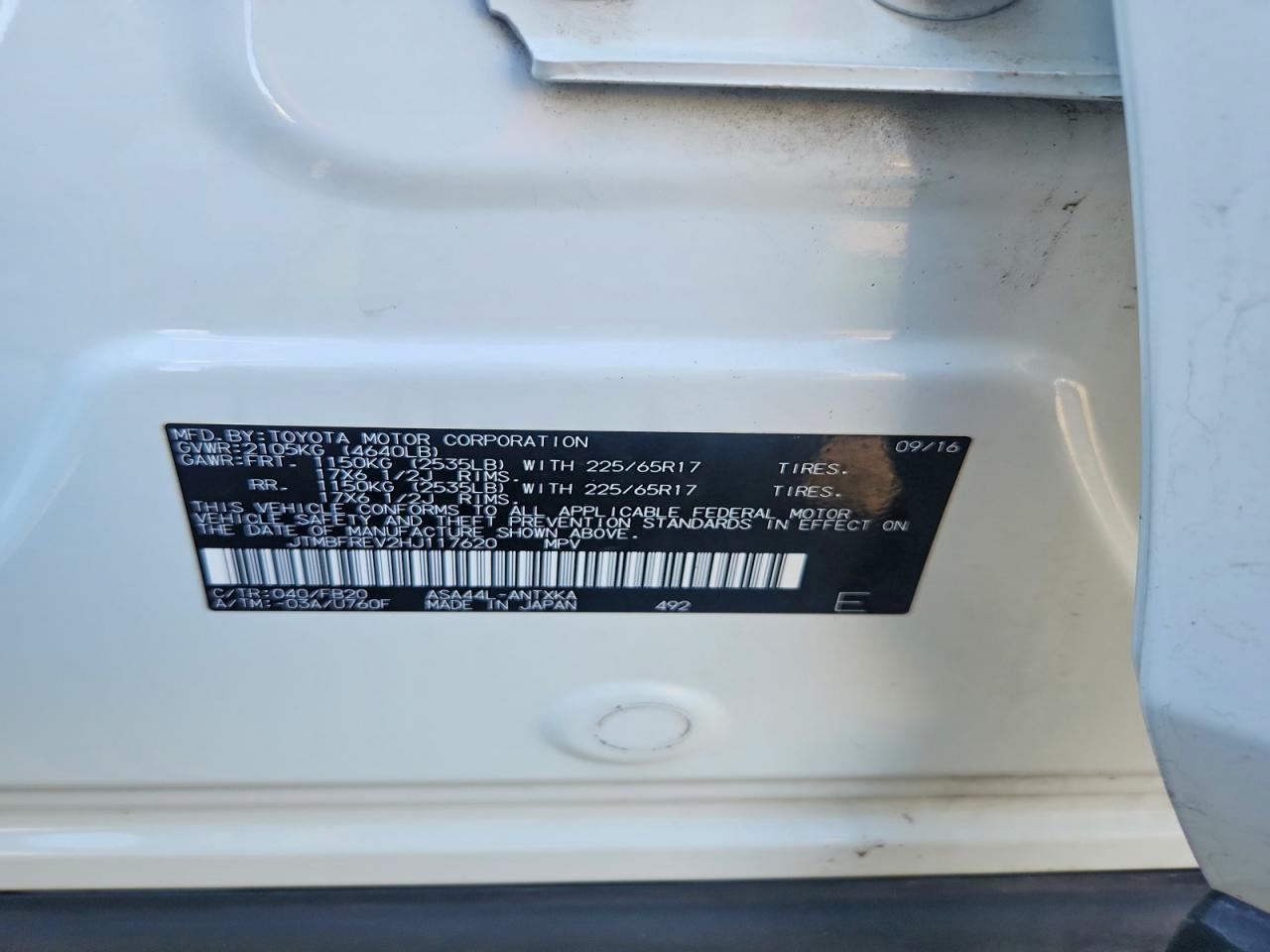 2017 Toyota Rav4 le