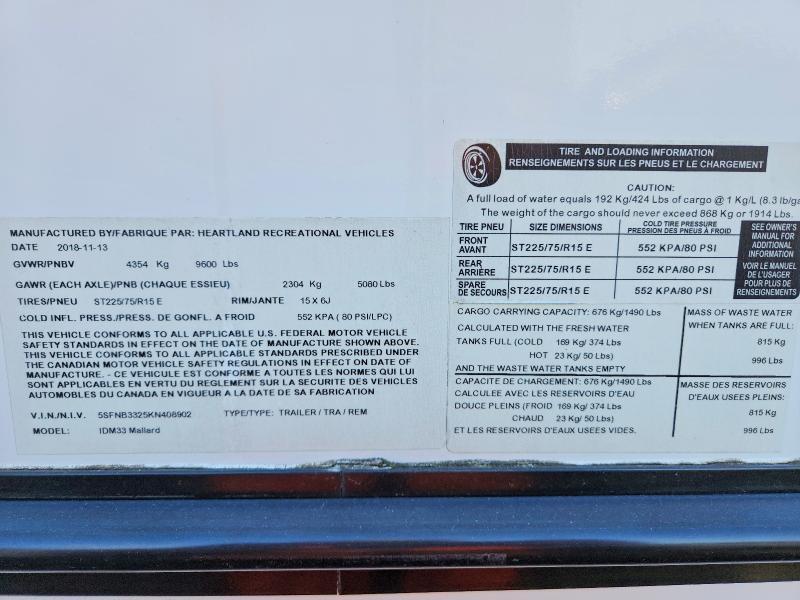2019 Heartland IDM33 Mallard Camper