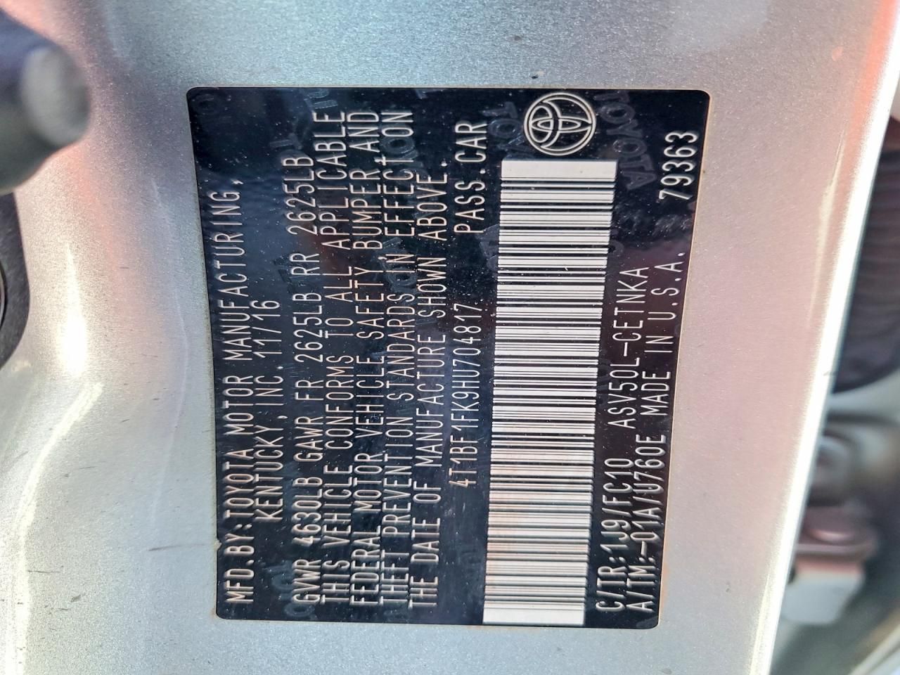 2017 Toyota Camry le