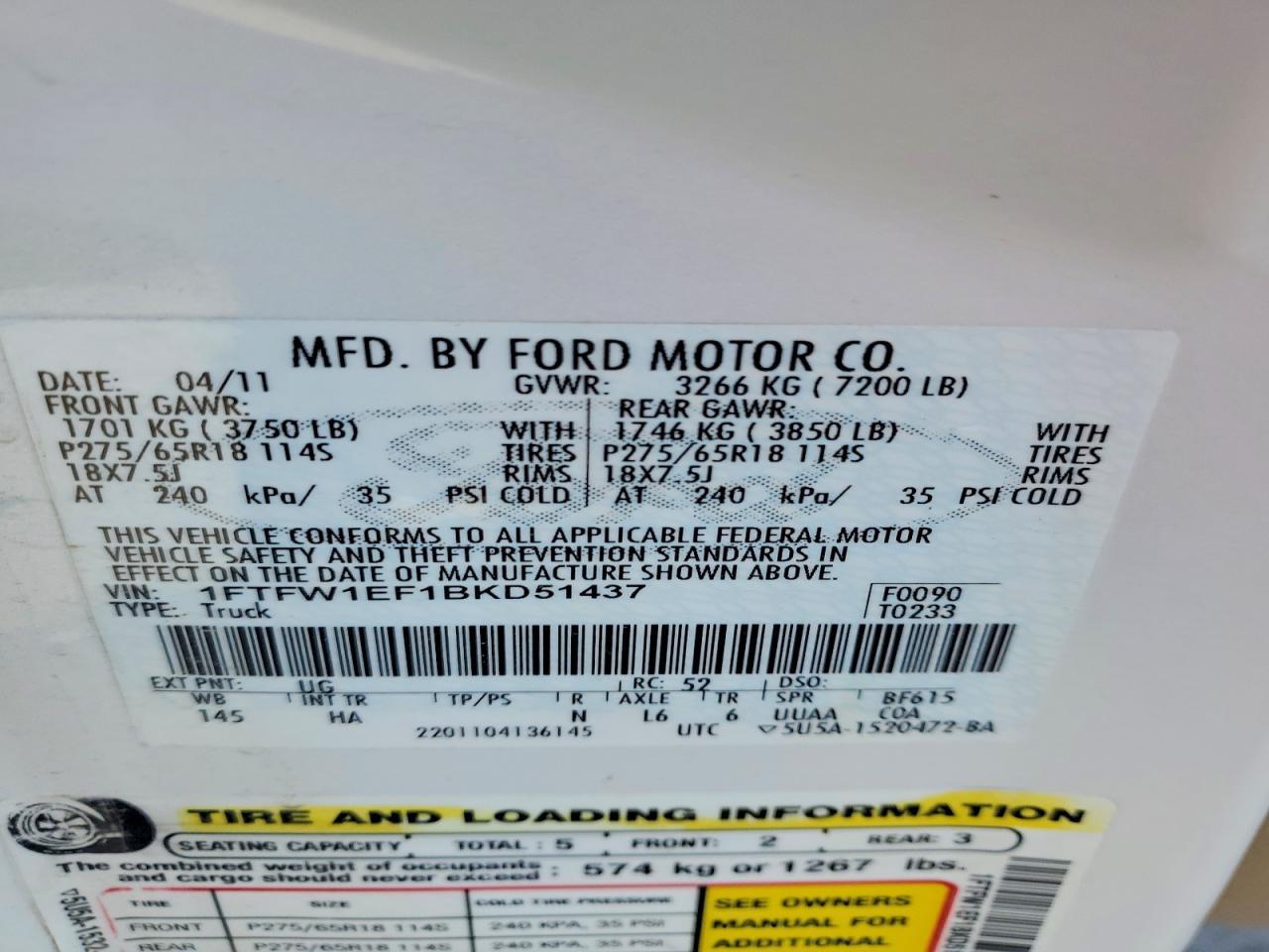 2011 Ford F150 Supercrew