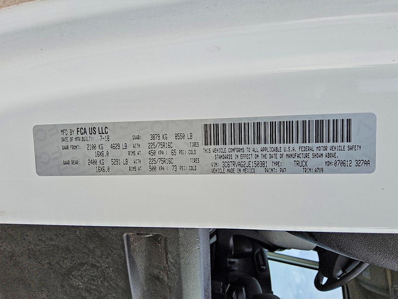 2018 Dodge RAM Promaster 1500 1500 Standard