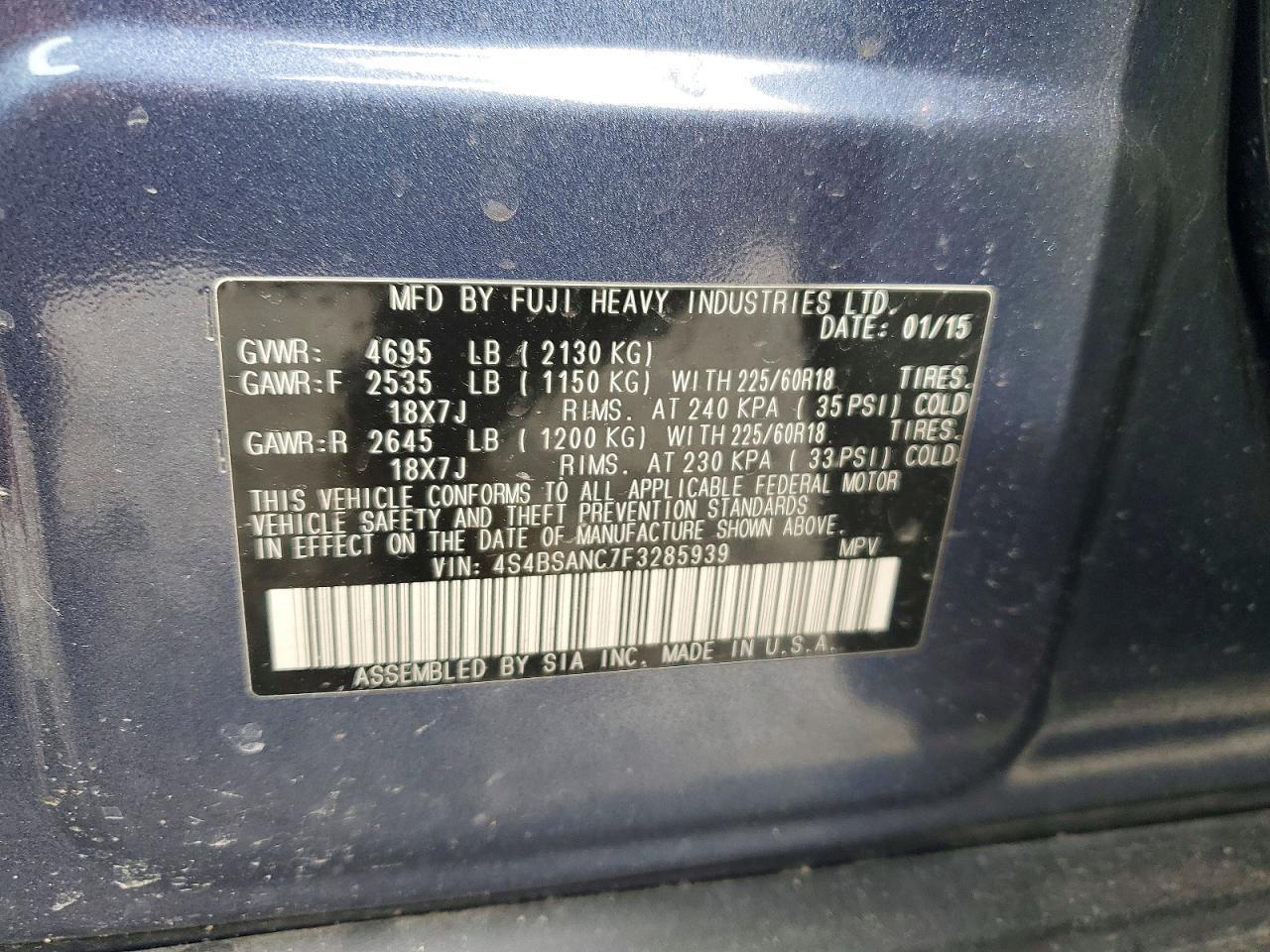 2015 Subaru Outback 2.5i Limited