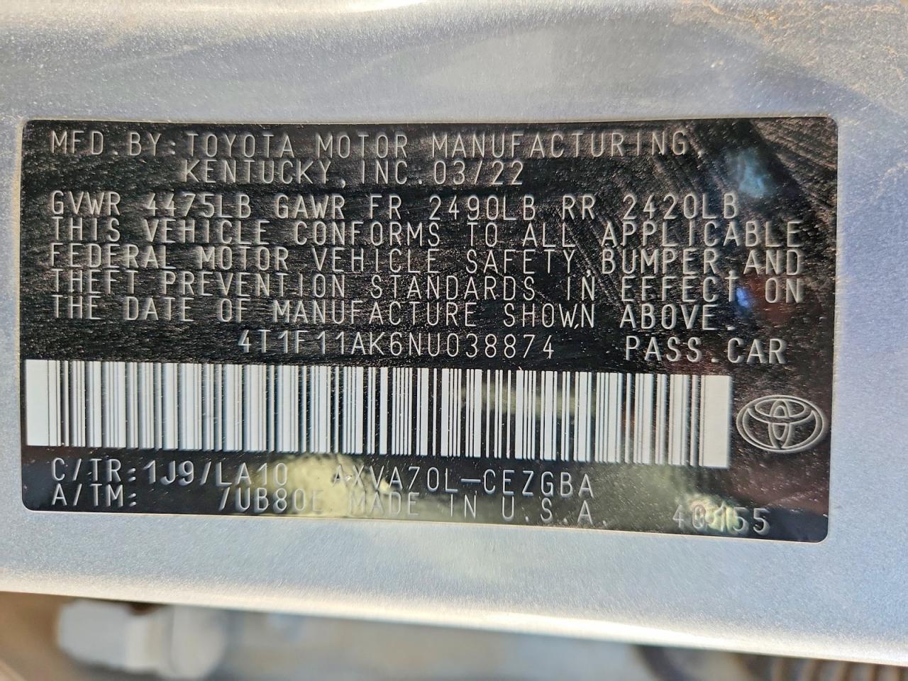 2022 Toyota Camry xle