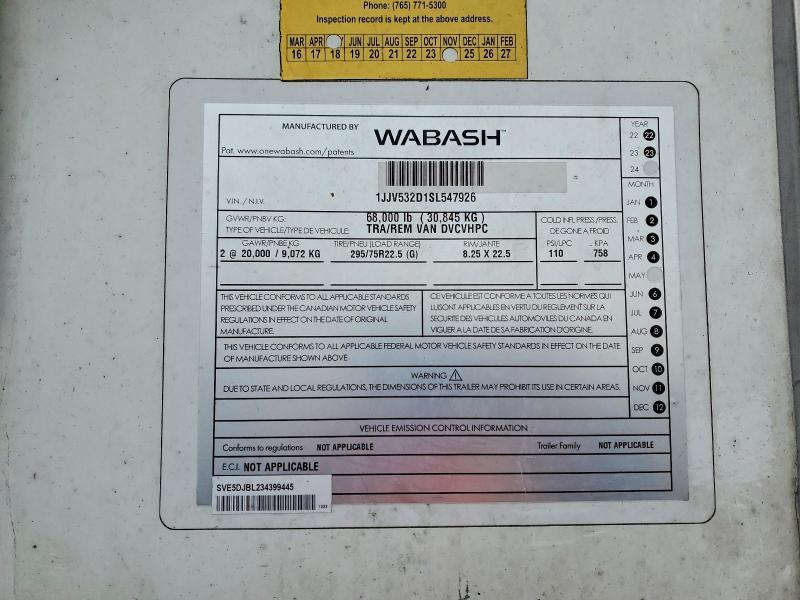 2025 Wabash SH Dvcvhpc DRY Van Trailer