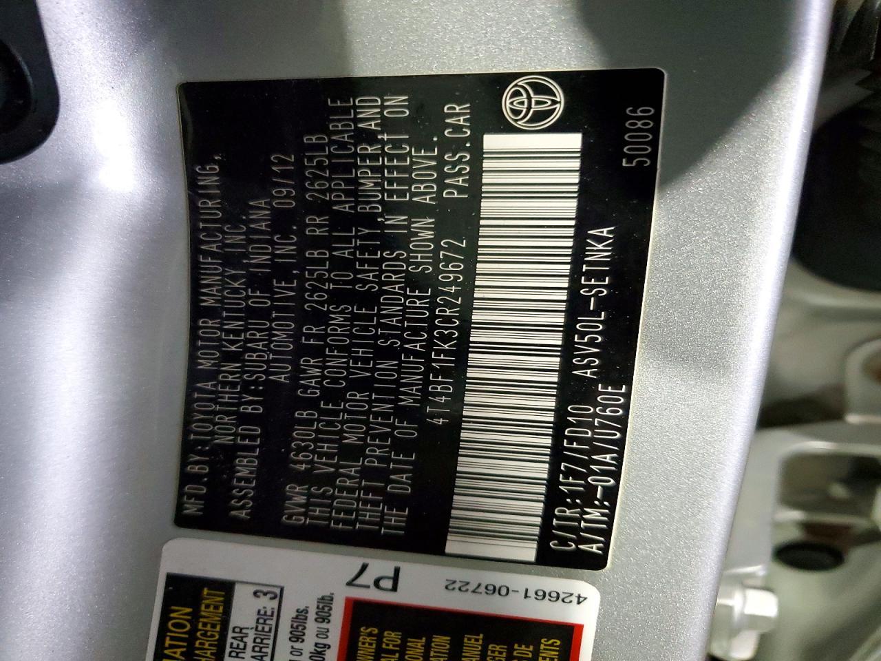 2012 Toyota Camry le