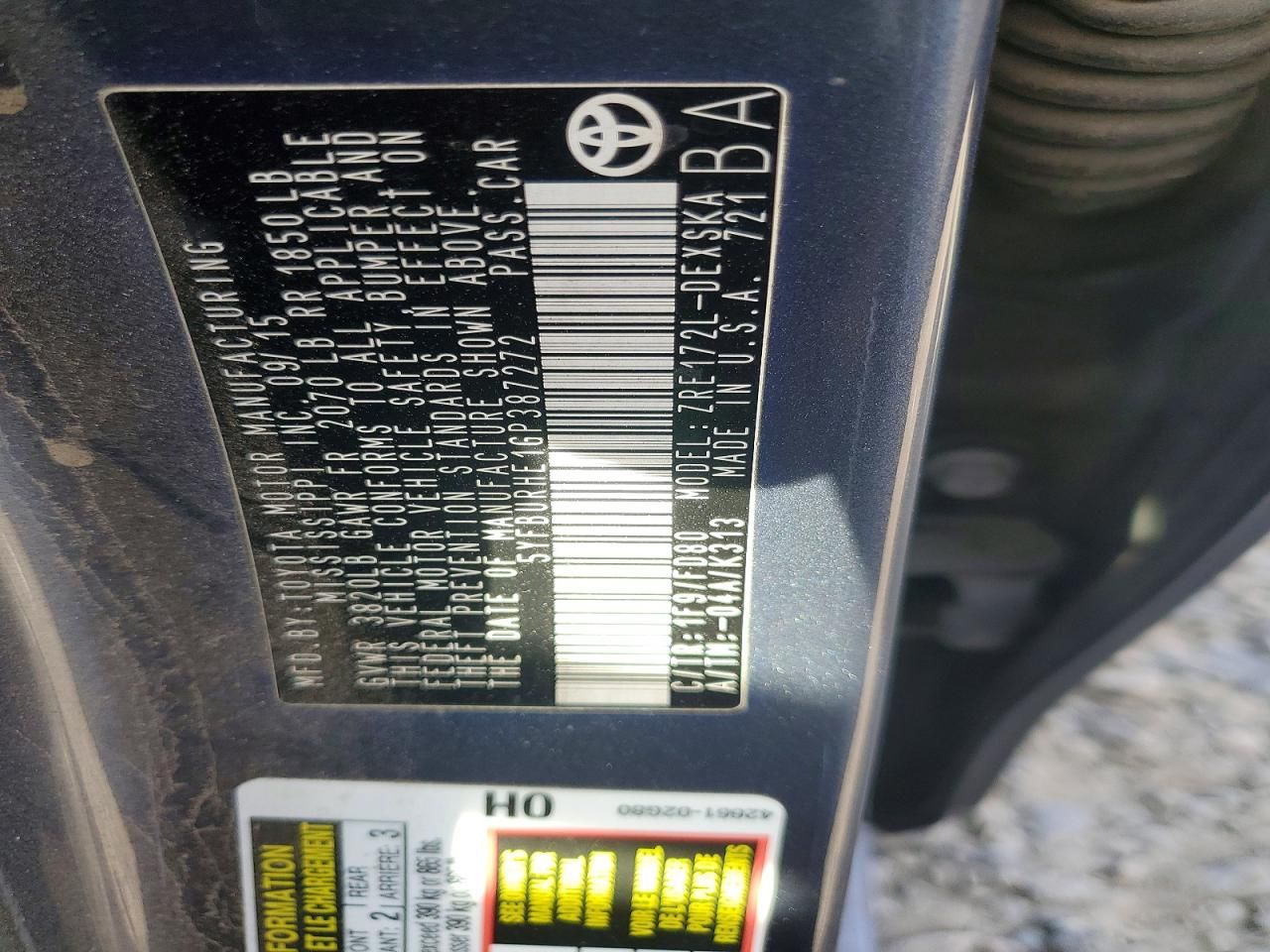 2016 Toyota Corolla l