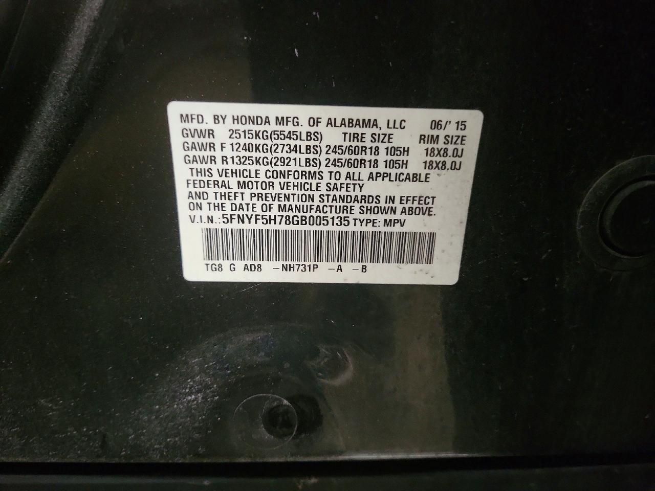 2016 Honda Pilot Exln