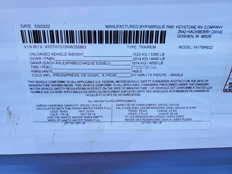 2022 Keystone Hideout Camper