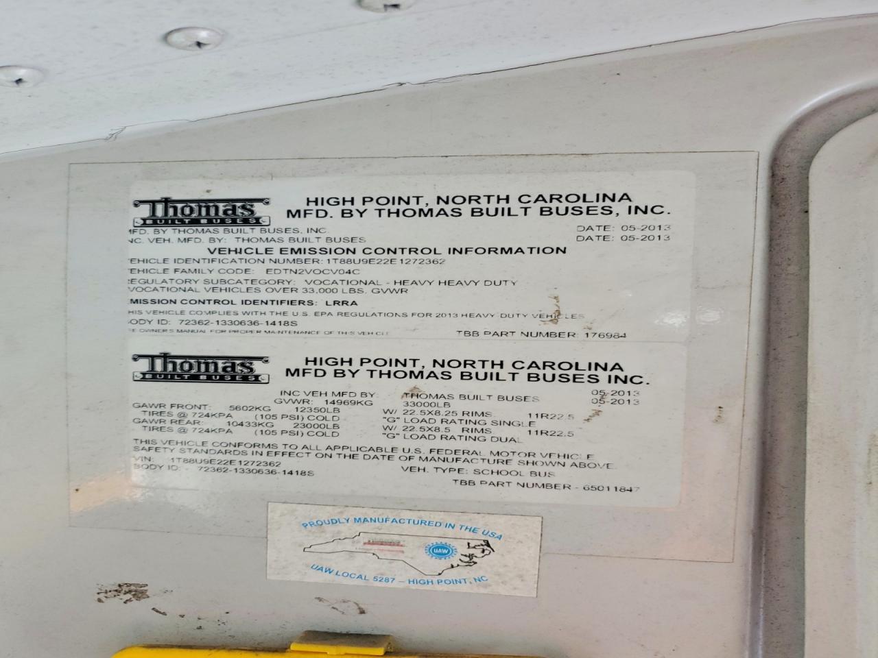 2014 Thomas SAF-T-LINER EFX-School Bus