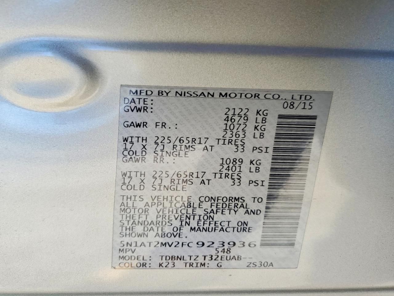 2015 Nissan Rogue sv