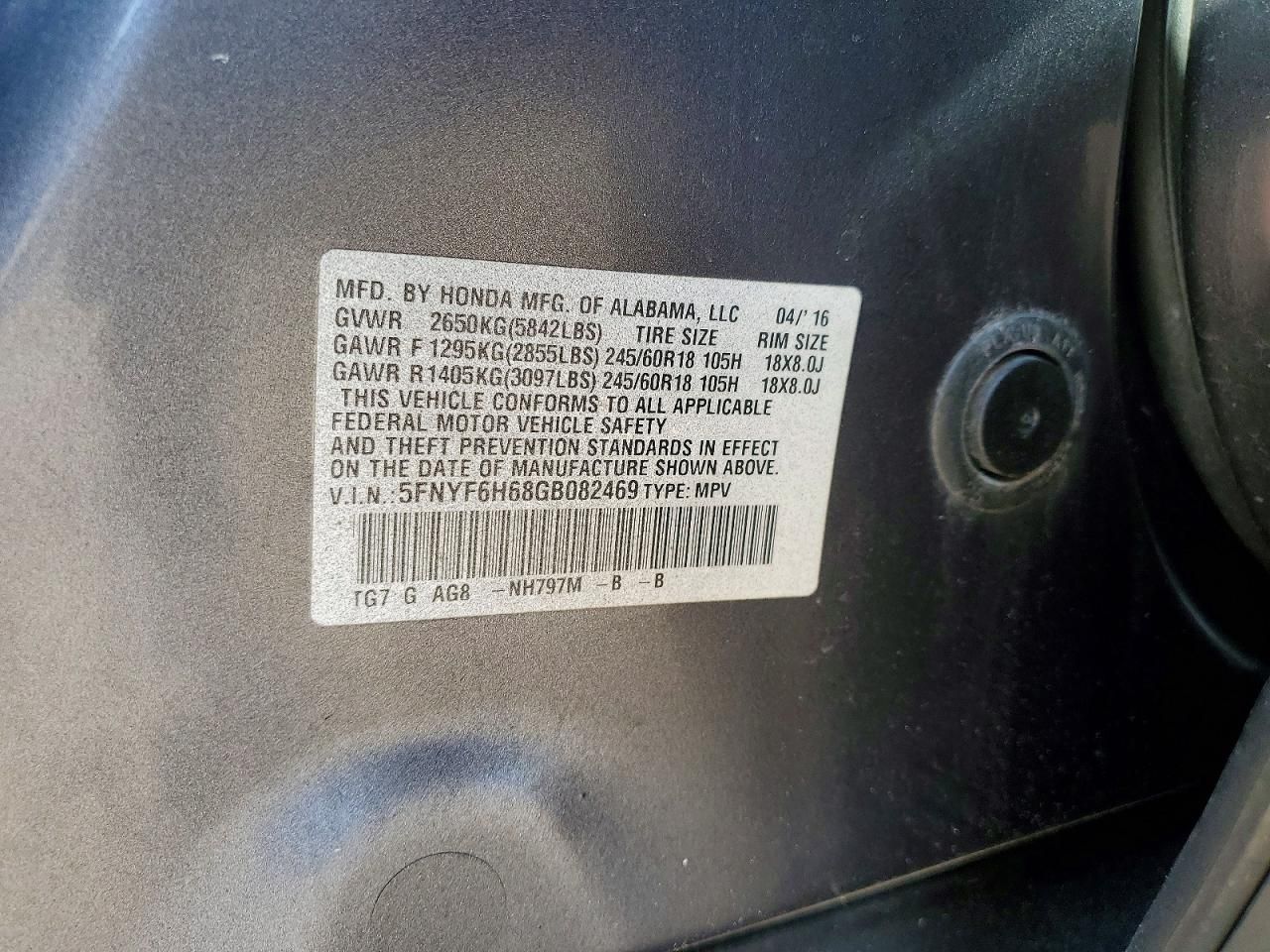 2016 Honda Pilot exl