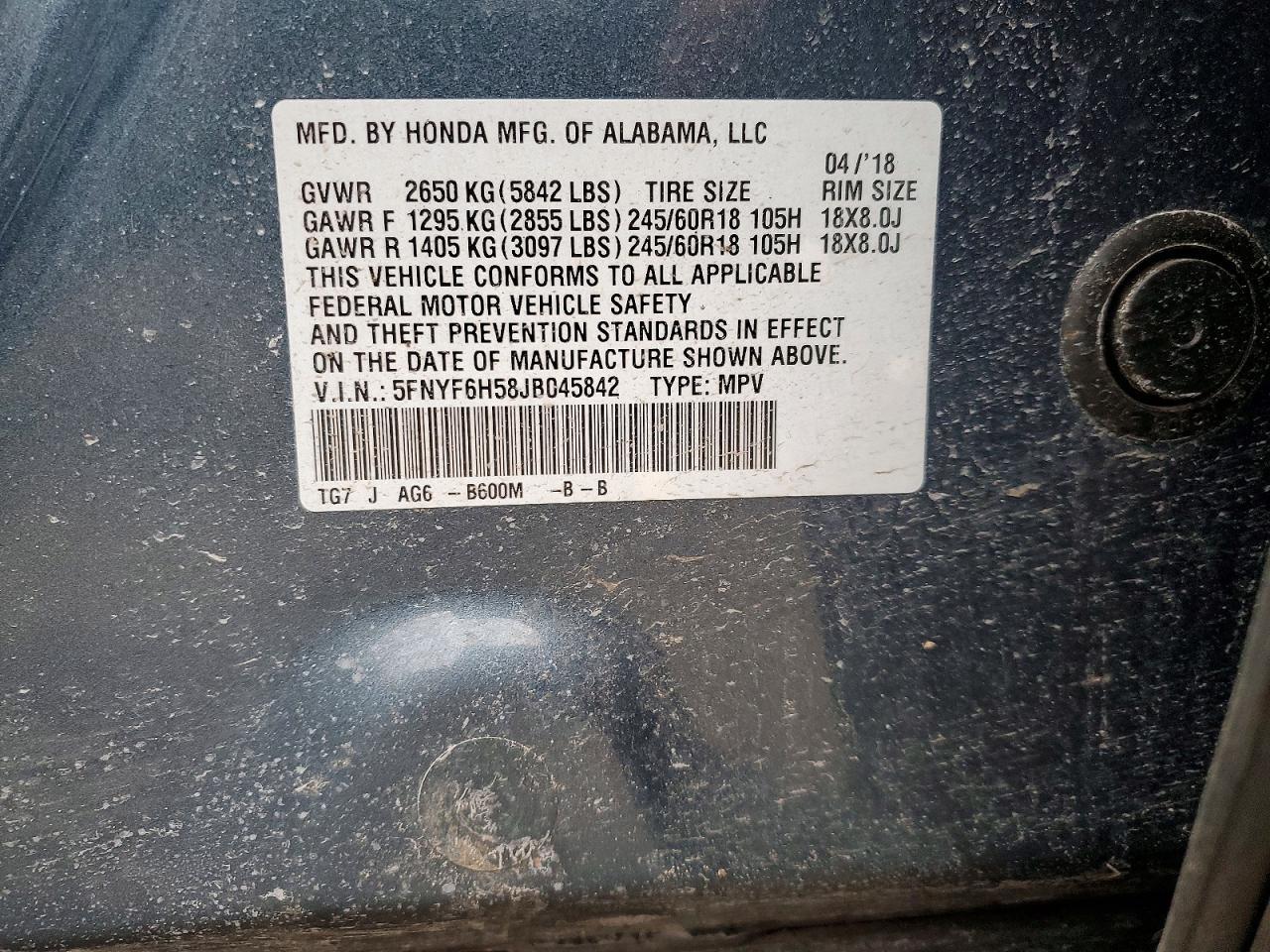 2018 Honda Pilot exl