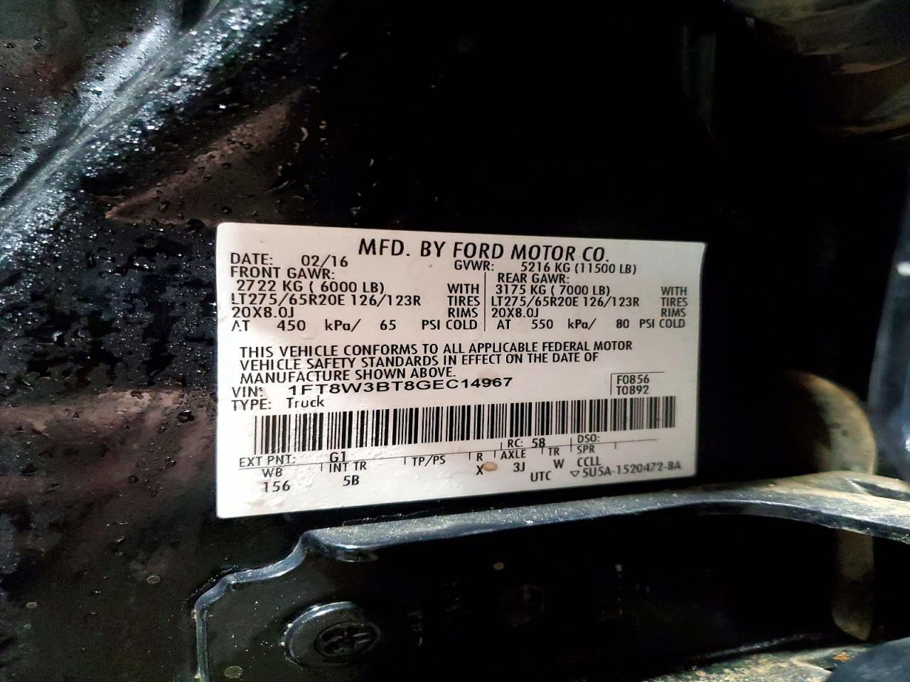 2016 Ford Super Duty F-350 W/4