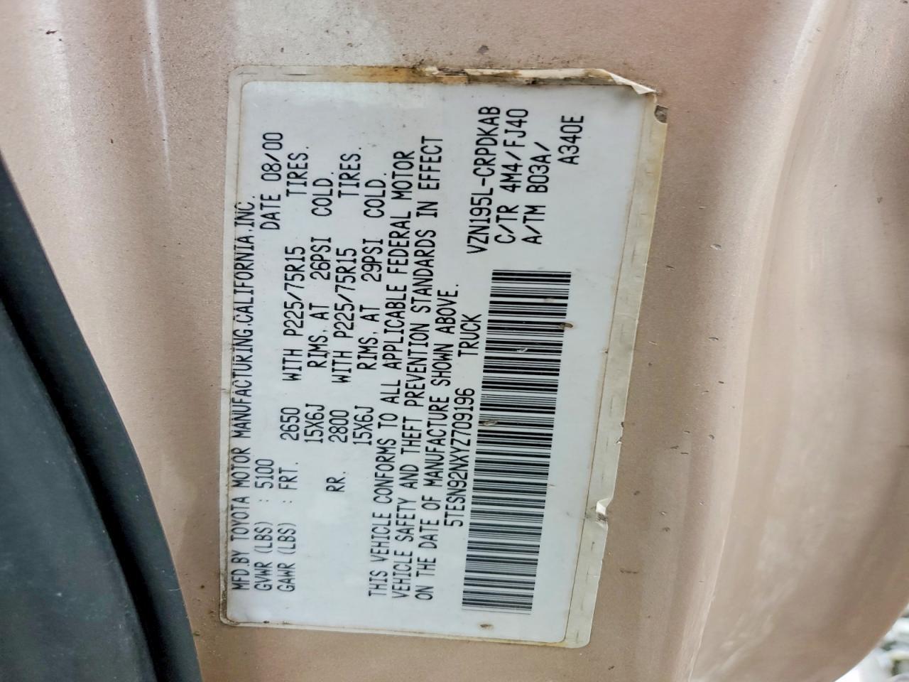 2000 Toyota Tacoma Prerunner V6