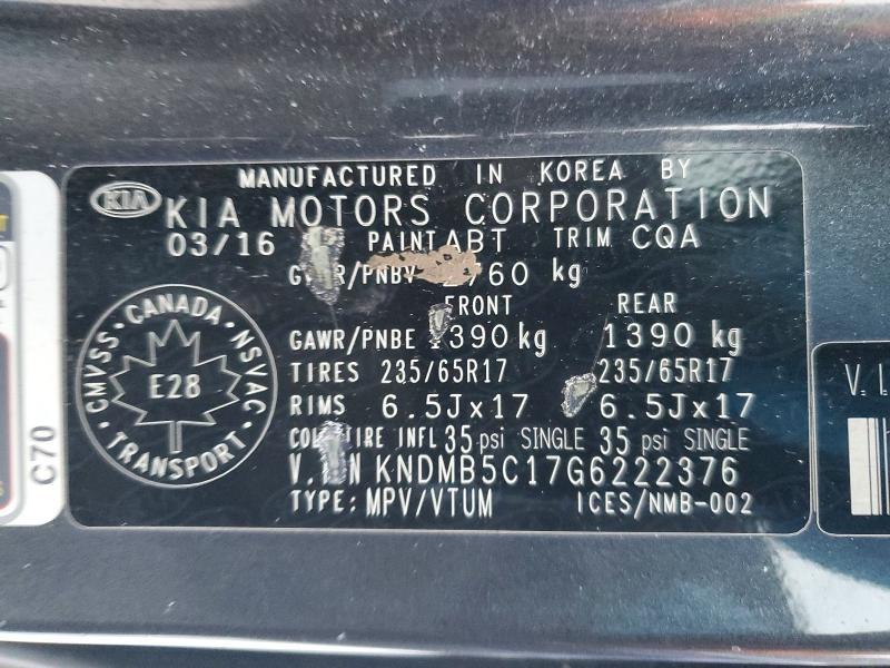 2016 KIA Sedona lx