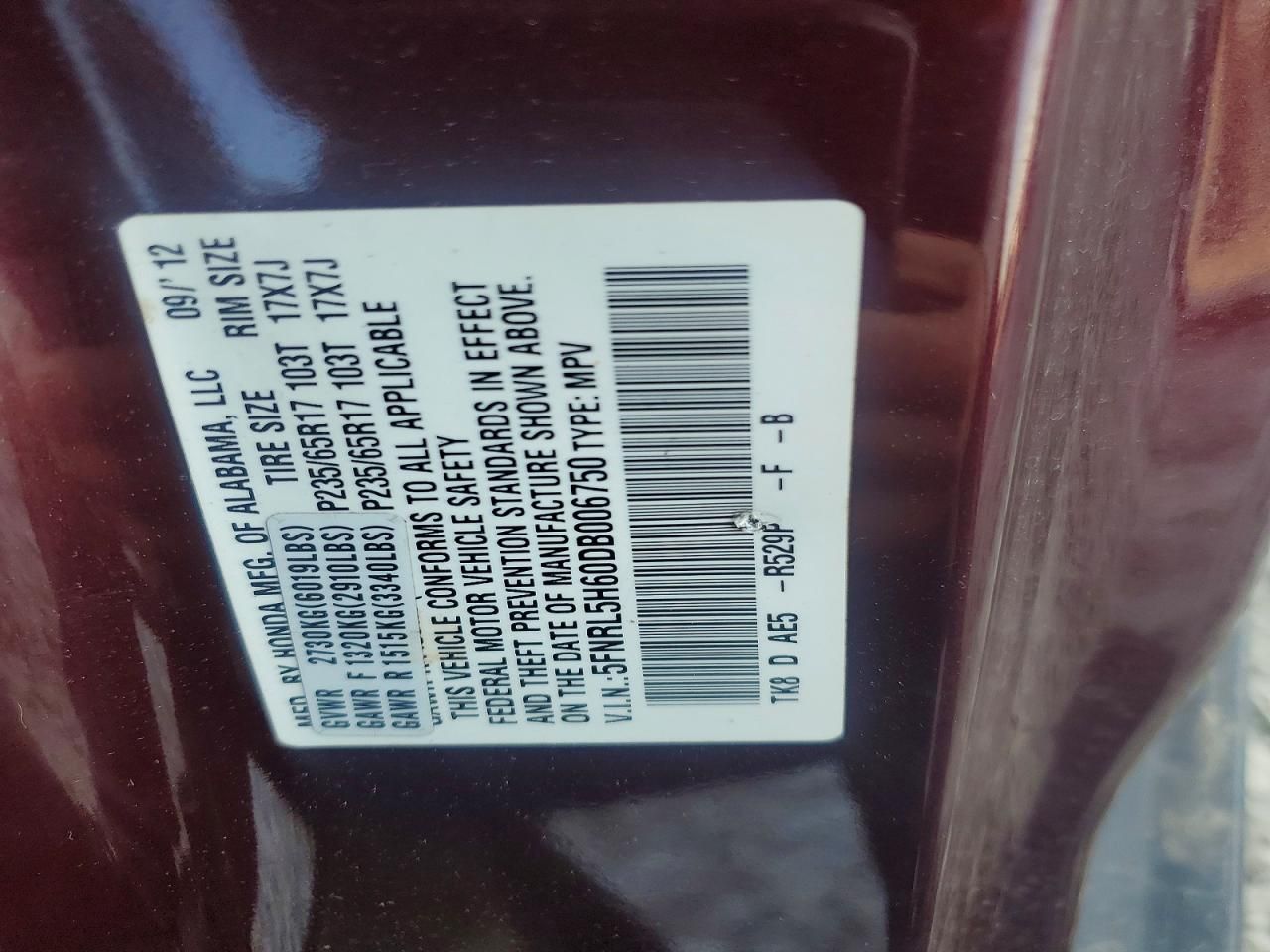 2013 Honda Odyssey exl