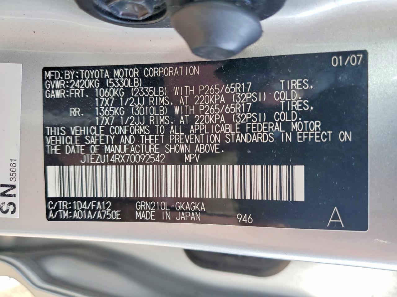 2007 Toyota 4runner SR5