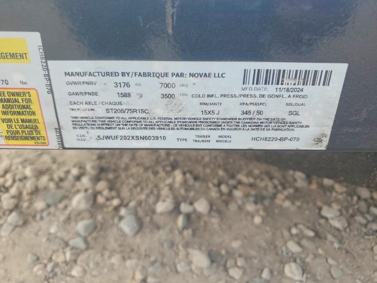 2025 H&H HCH8220-BP-070 Equipment Trailer