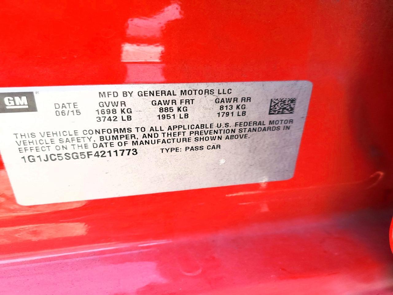 2015 Chevrolet Sonic lt