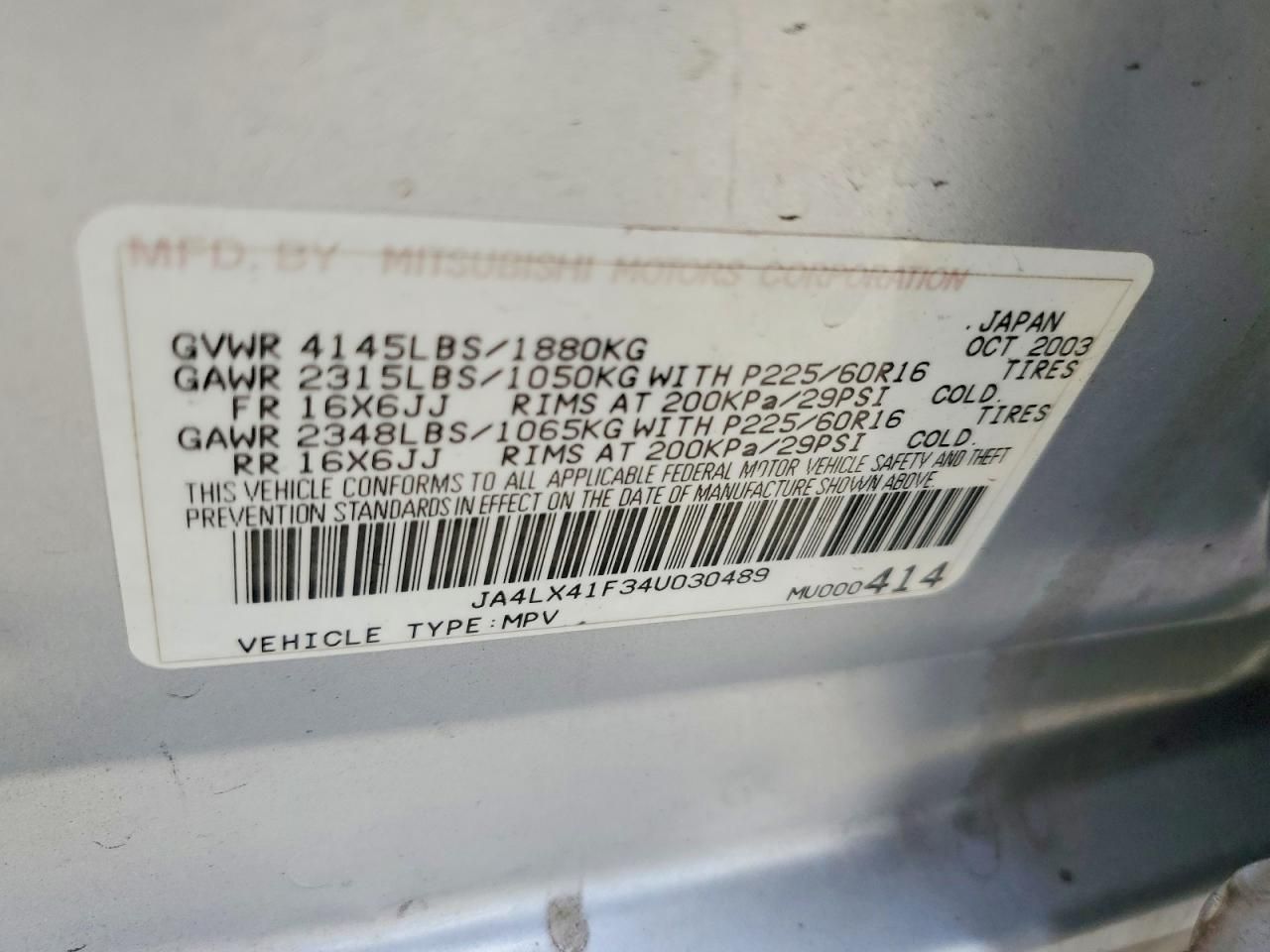 2004 Mitsubishi Outlander xls