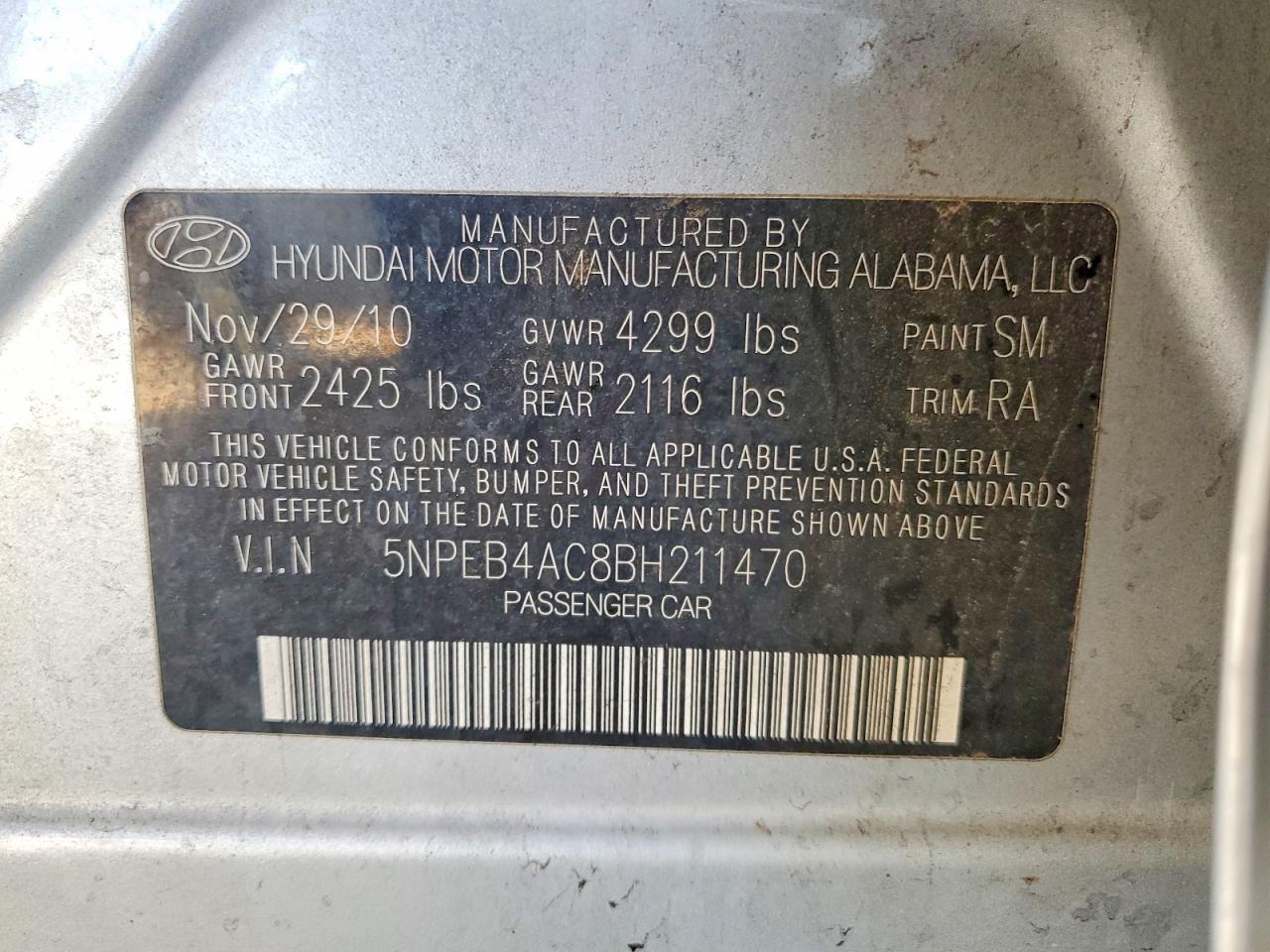 2011 Hyundai Sonata gls