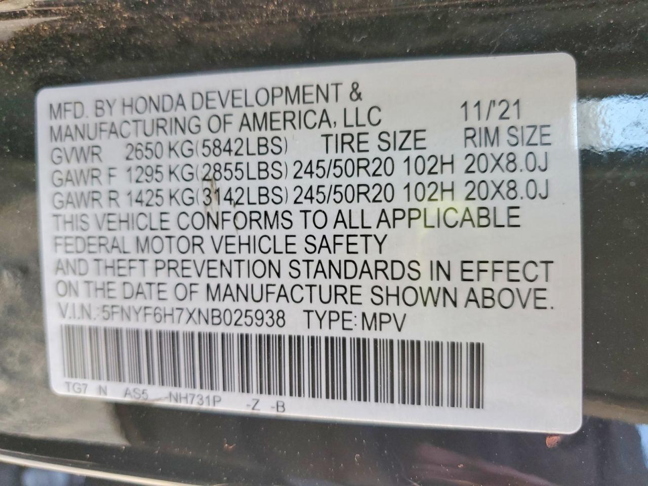 2022 Honda Pilot Black
