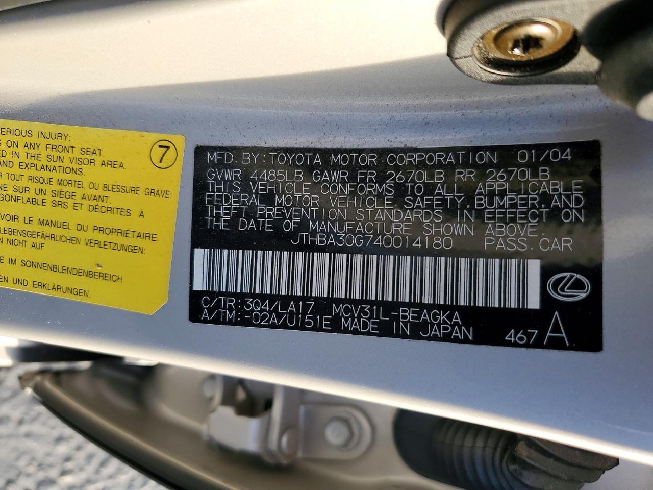 2004 Lexus Es 330 Base