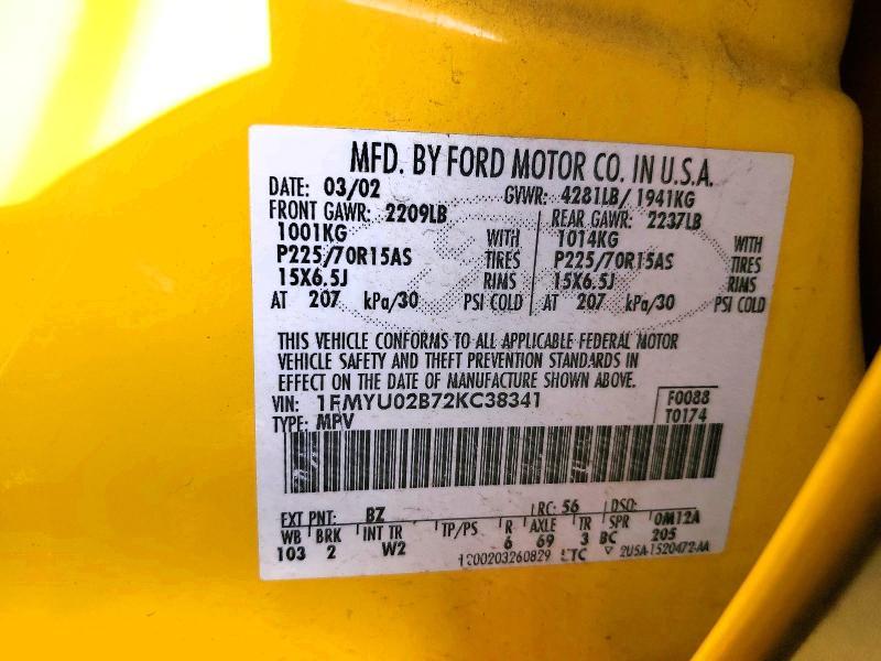 2002 Ford Escape xls