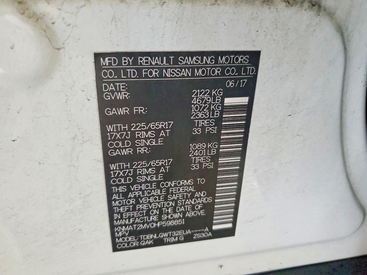 2017 Nissan Rogue sv