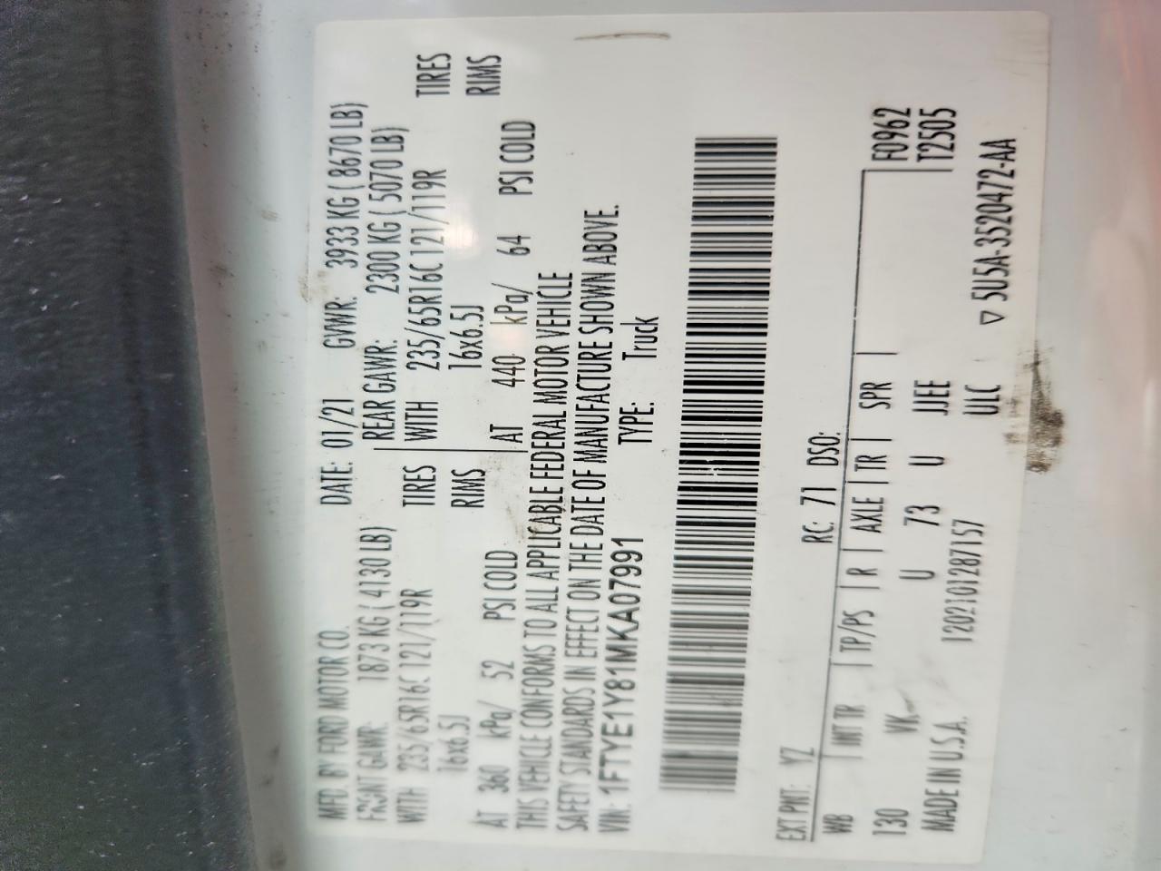 2021 Ford Transit 150 Utility / Service van