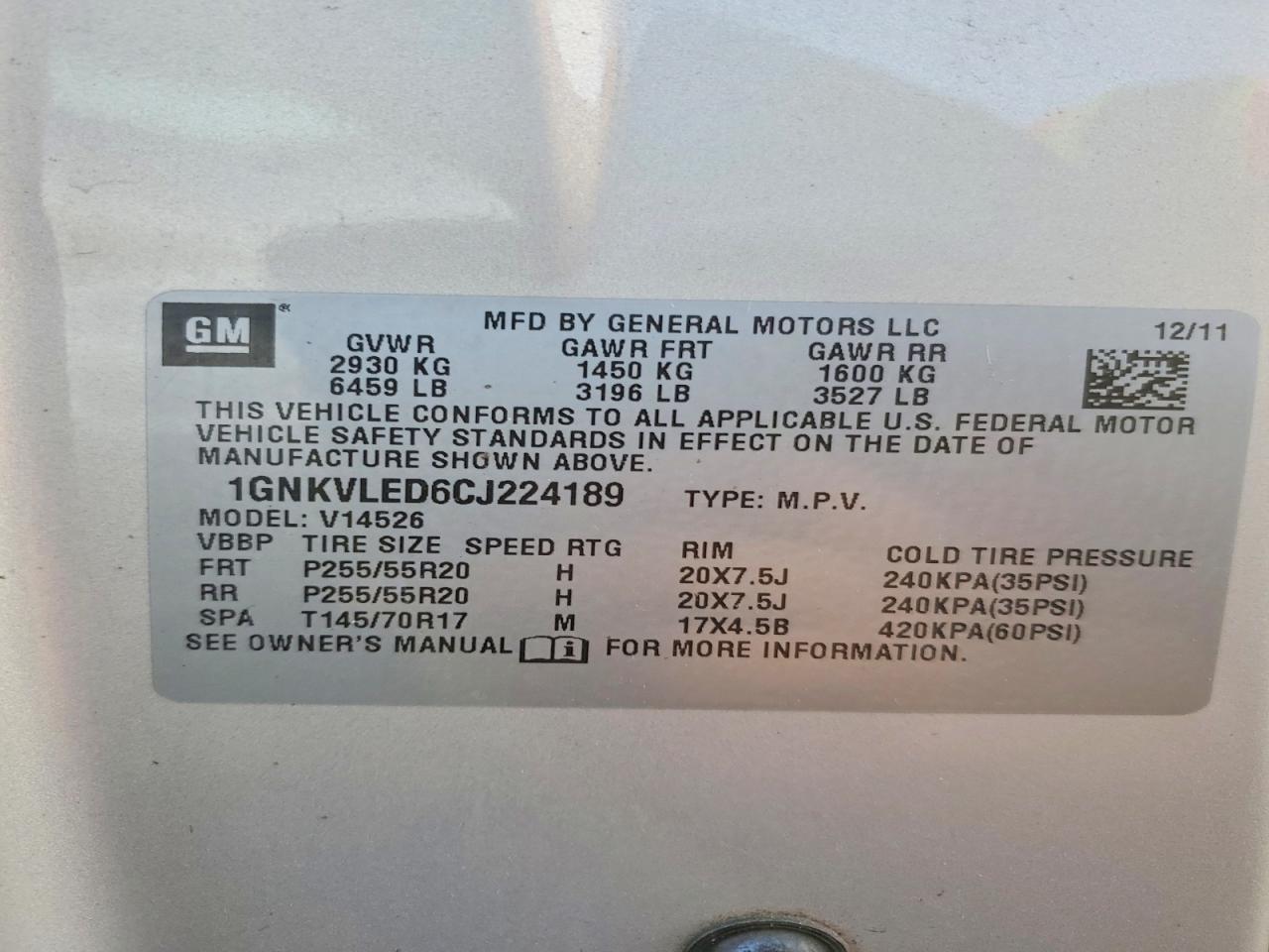 2012 Chevrolet Traverse ltz