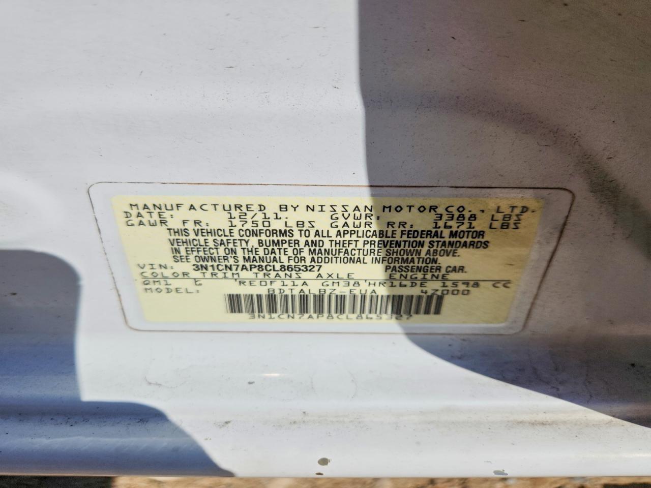 2012 Nissan Versa s