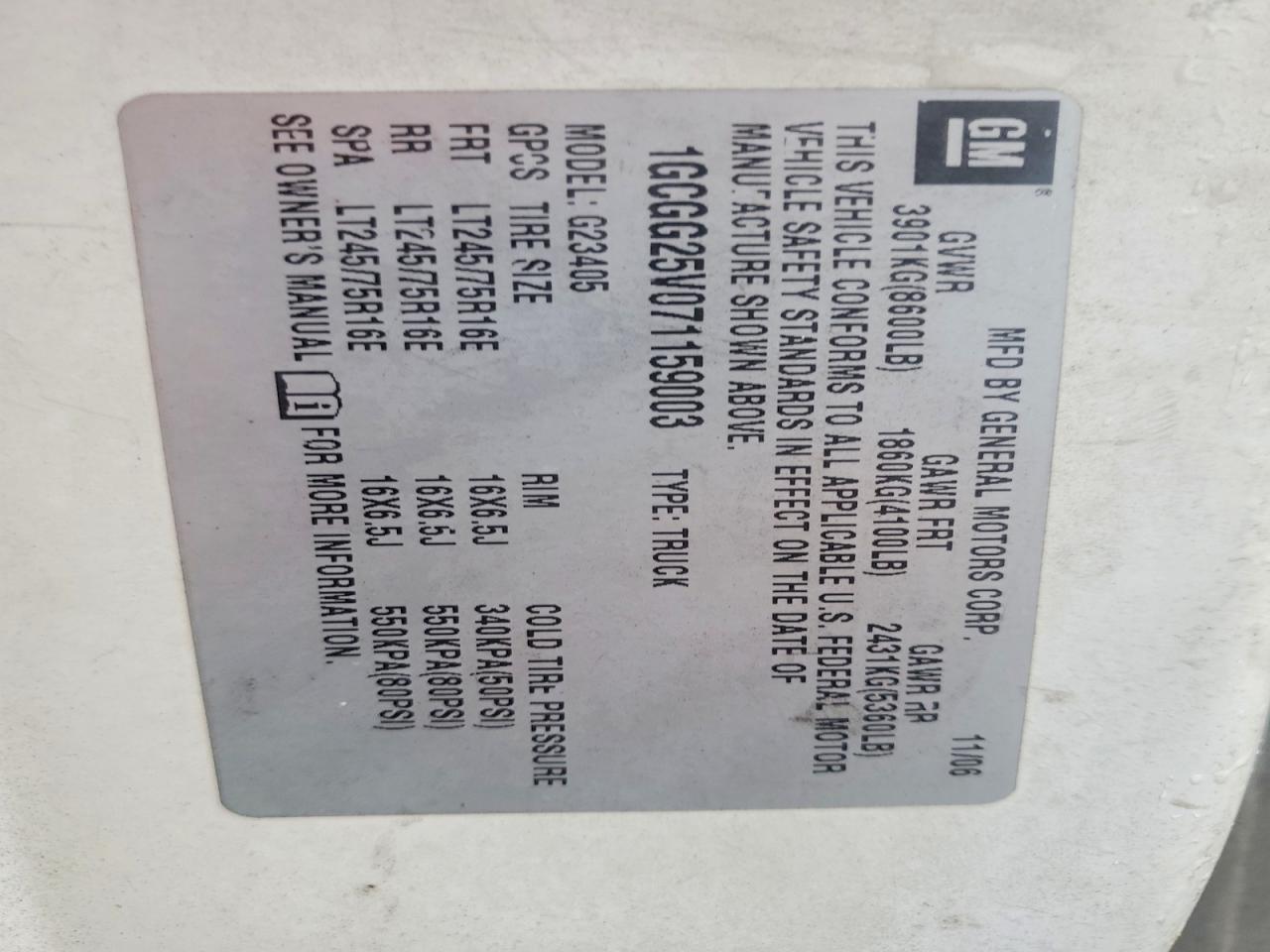 2007 Chev Rolet Express 2500 Delivery Van