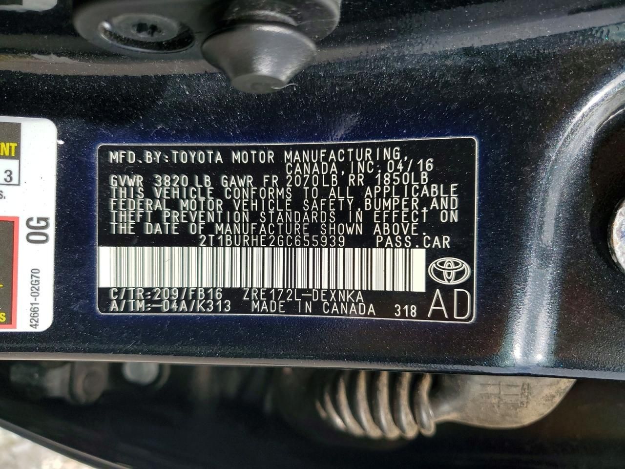 2016 Toyota Corolla l