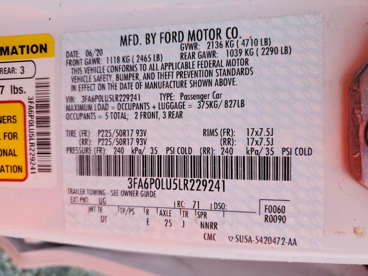 2020 Ford Fusion se