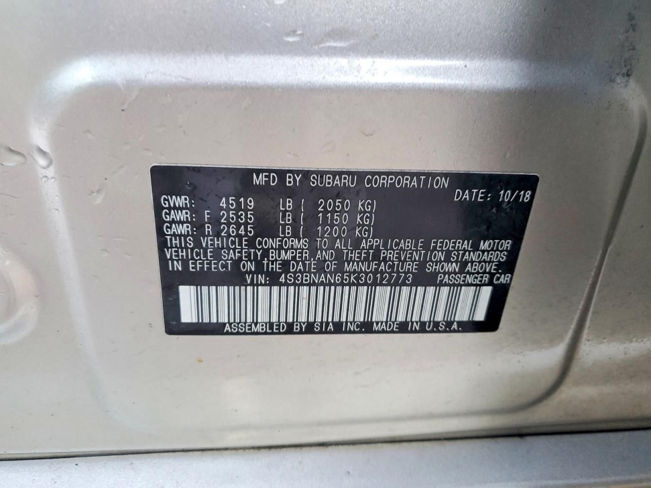 2019 Subaru Legacy 2.5i Limited