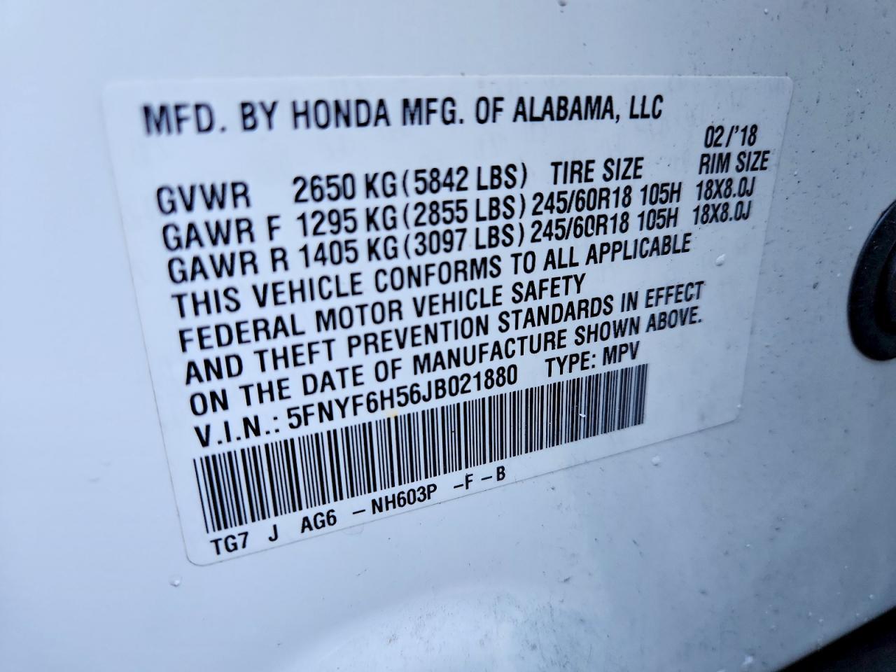 2018 Honda Pilot exl
