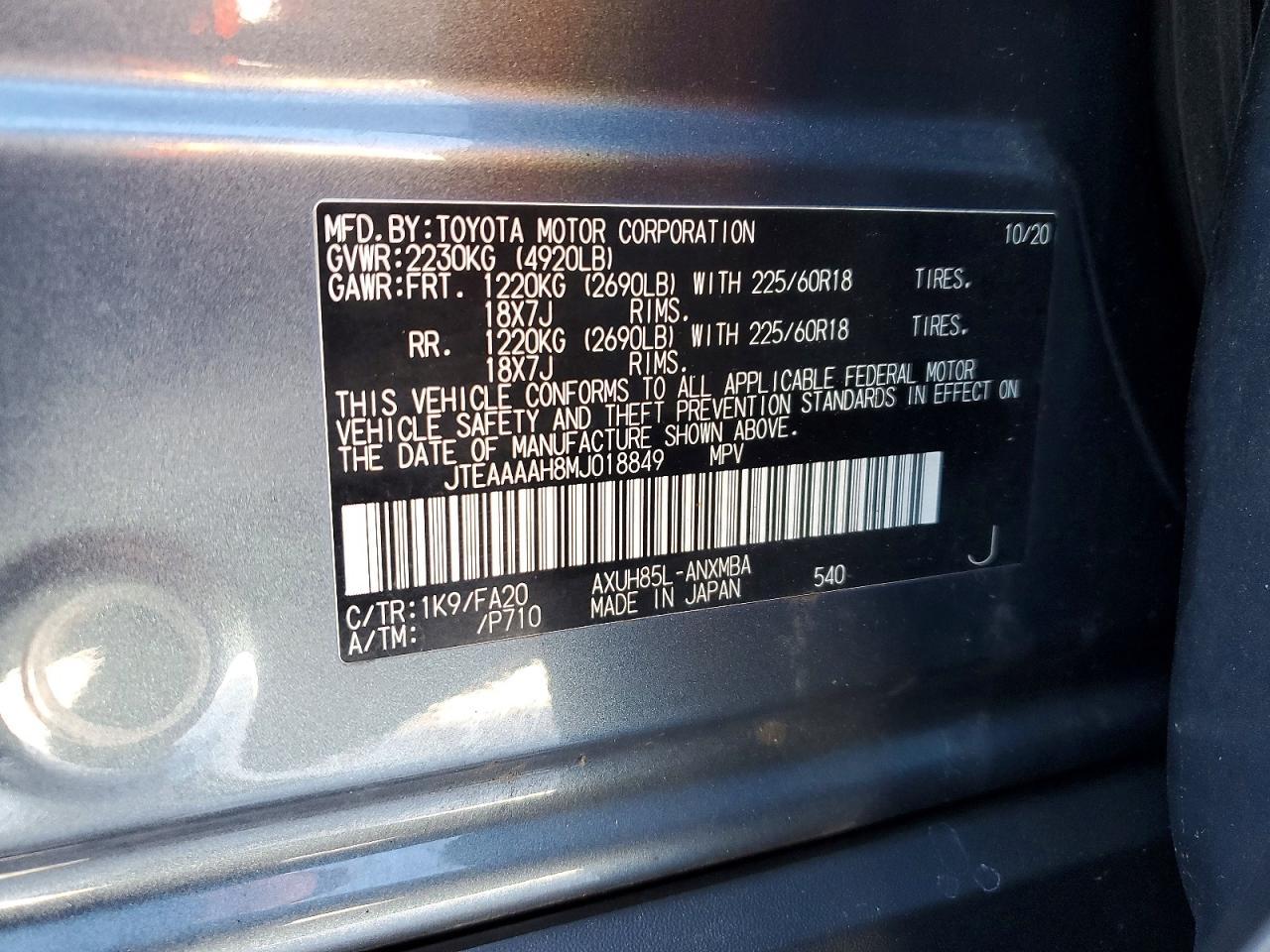 2021 Toyota Venza le