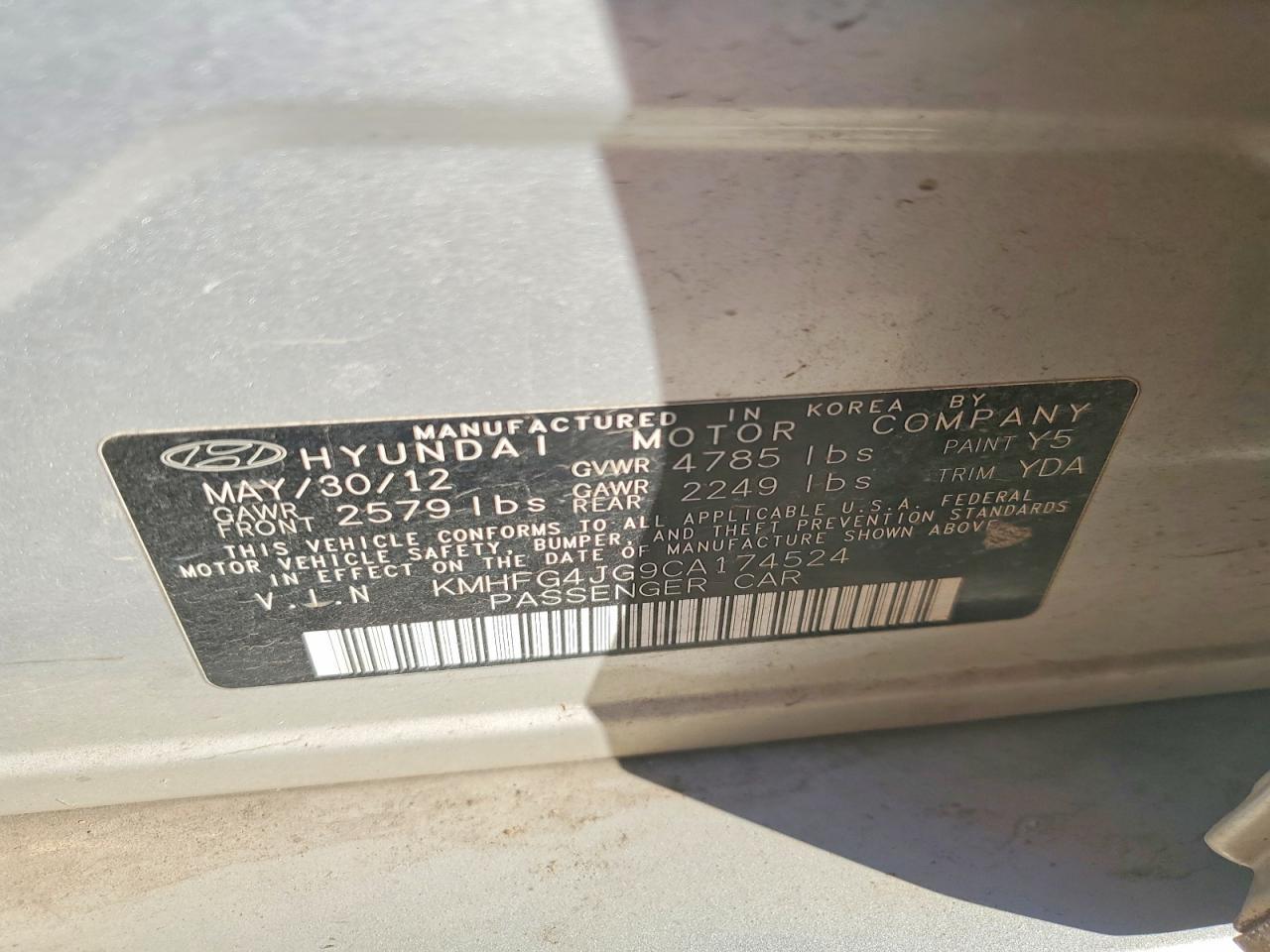 2012 Hyundai Azera Base