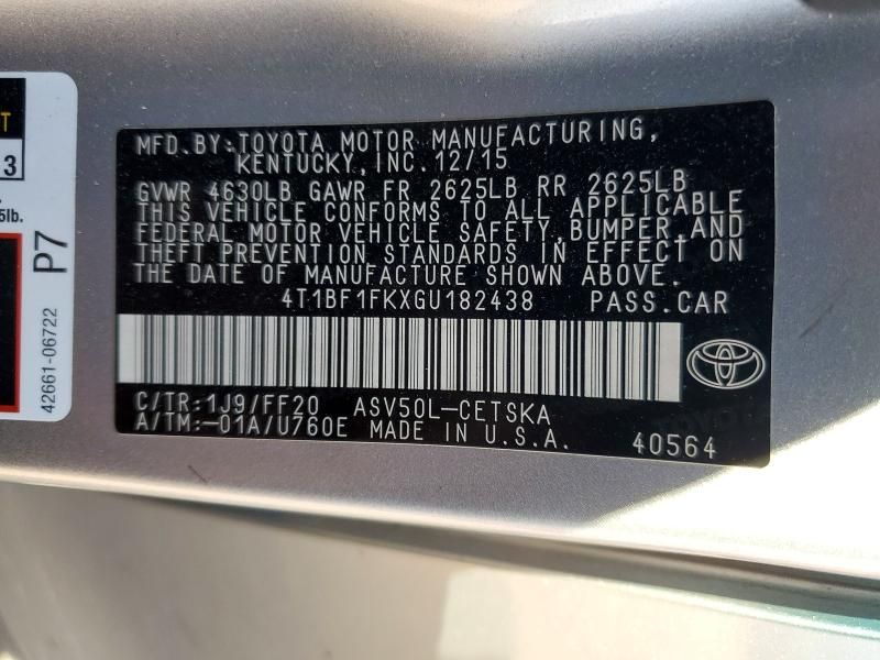 2016 Toyota Camry le