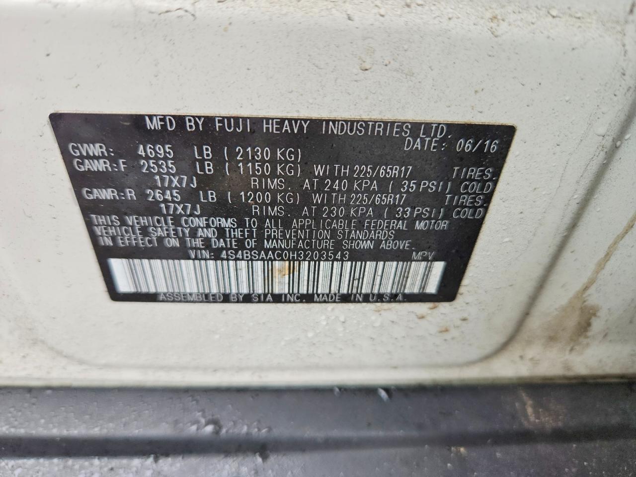 2017 Subaru Outback 2.5i
