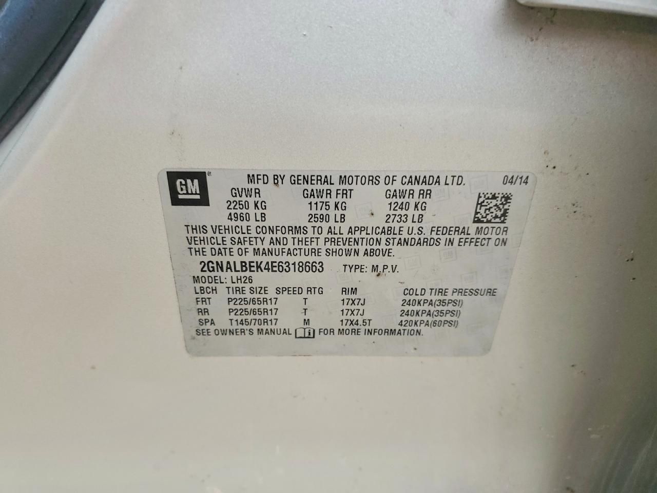 2014 Chevrolet Equinox lt